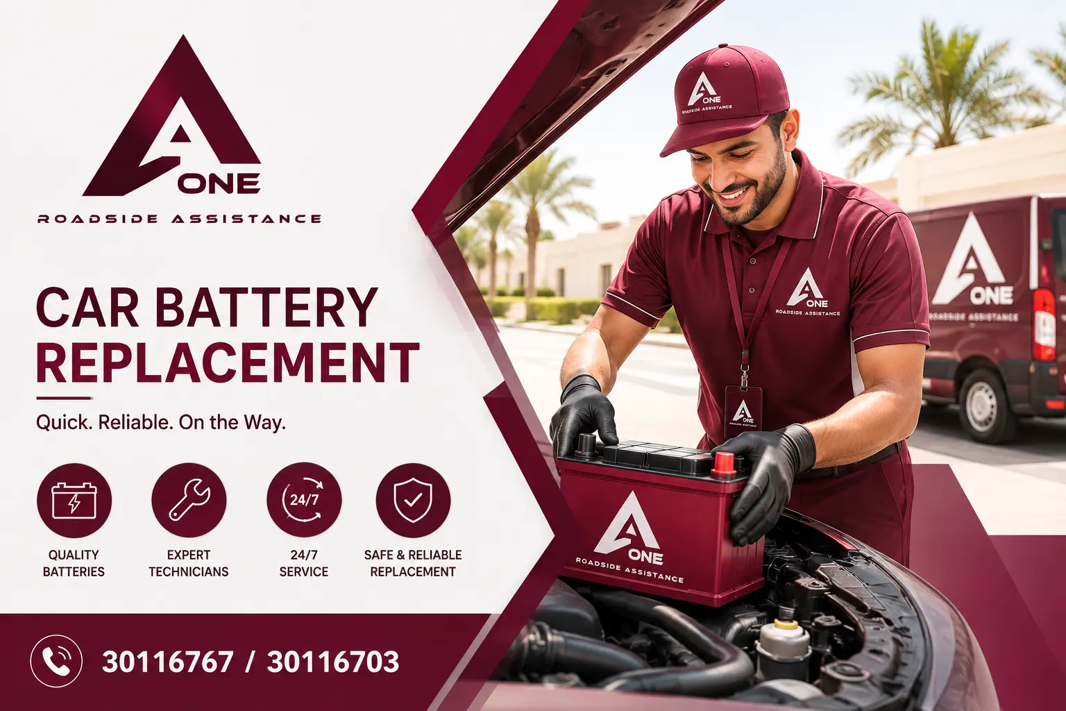 CAR BATTERY REPLACEMENT SERVICE PROVIDED BY AONE ROADSIDE ASSISTANCE