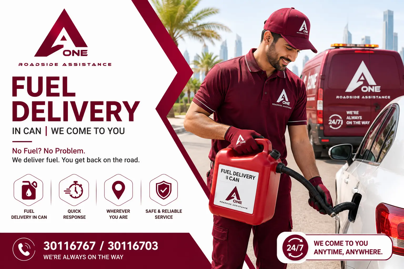FUEL DELIVERY SERVICE PROVIDED BY AONE ROADSIDE ASSISTANCE