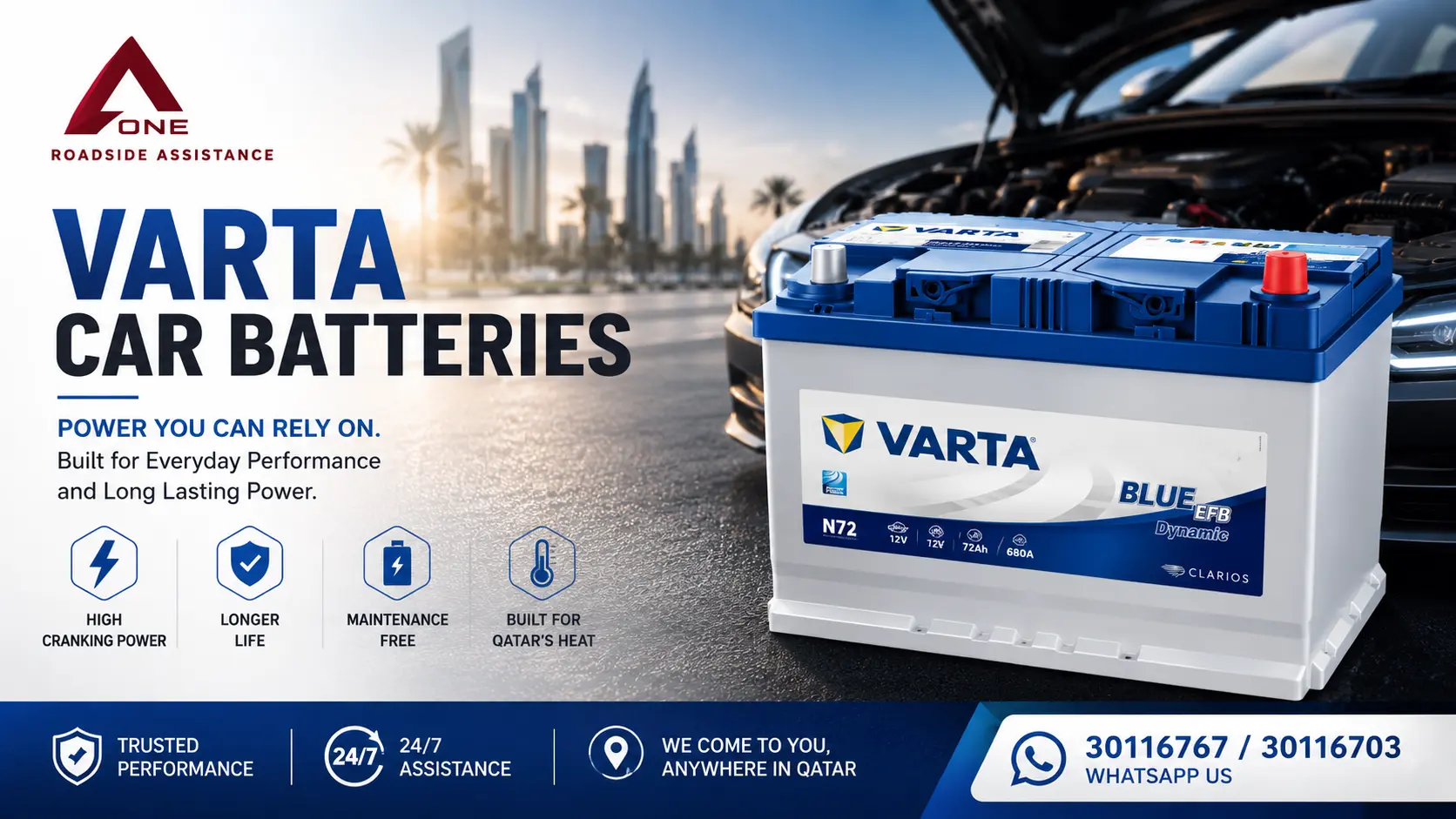 varta car battery replacement by aone roadside assistance