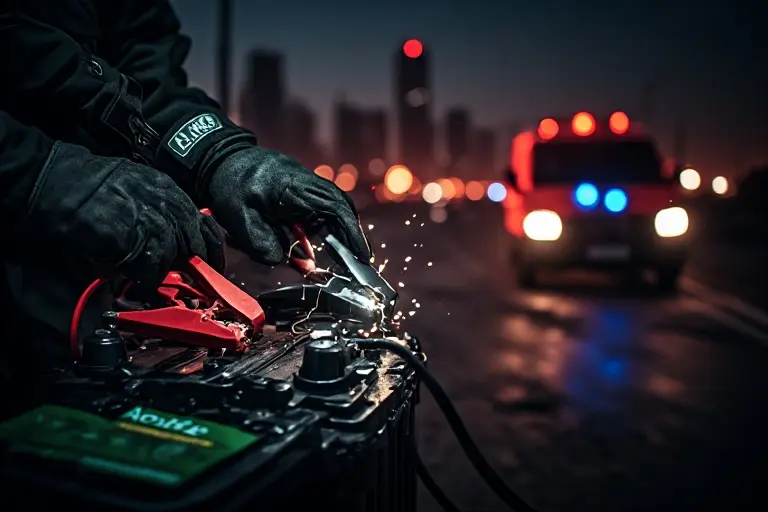 emergency jump start service by aone roadside assistance professional