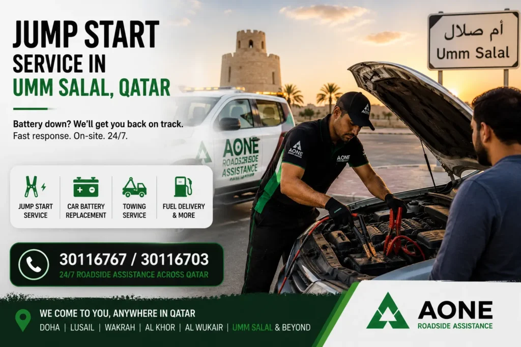 jump start service in umm salal by aone roadside assistance