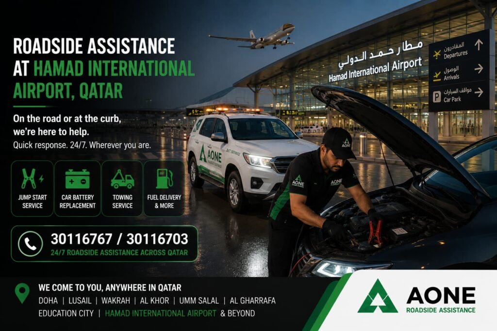 aone roadside assistance providing service at Hamad international airport